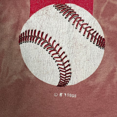 Vintage 1995 Logo 7 Minnesota Twins T Shirt Mens XL Pink Faded Bleached MLB Baseball Tee