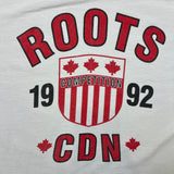 Vintage 1992 Roots Canada T Shirt Mens XL White USA Single Stitched Graphic Tee