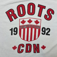 Vintage 1992 Roots Canada T Shirt Mens XL White USA Single Stitched Graphic Tee
