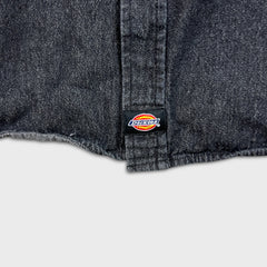Dickies Denim Shirt Mens Large Black Dark Wash Casual Workwear Button Up