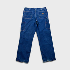 Carhartt Jeans Mens 36x32 Blue Original Dungaree Fit Workwear Baggy Denim Pants