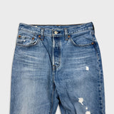 Levi's 501 Jeans Womens 28x32 Blue Original Fit Straight Distressed Medium Wash Denim Pants