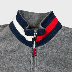 Tommy Hilfiger Fleece Mens Medium Gray Flag Pullover 1/4 Zip Jacket