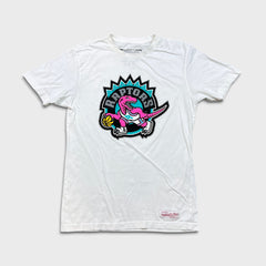 Mitchell & Ness Toronto Raptors T Shirt Mens Small White Classic Logo NBA Basketball Tee
