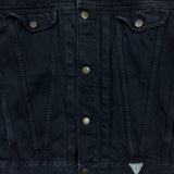 Vintage 90s Guess Jeans Denim Jacket Mens Large Black Dark Wash Trucker Western