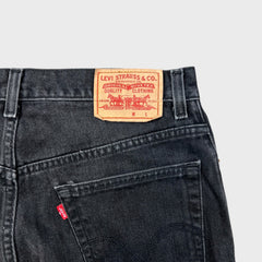 Levi's 505 Jeans Mens 32x28 Black Regular Fit Straight Leg Dark Wash Faded Denim Pants
