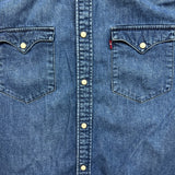 Levi’s Denim Shirt Mens Medium Blue Slim Fit Western Pearl Snap Button Up