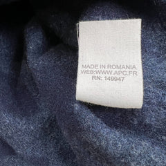 A.P.C. Shirt Mens Small Blue Rue Madame Paris Wool Plaid Check Flannel Button Up