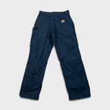 Carhartt Pants Mens 30x30 Blue Loose Fit Carpenter Workwear Hammer Loop Canvas