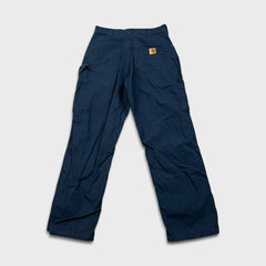 Carhartt Pants Mens 30x30 Blue Loose Fit Carpenter Workwear Hammer Loop Canvas