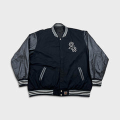 Vintage 90s Jeff Hamilton Chicago White Sox Jacket Mens 3XL Reversible Varsity MLB Baseball Leather