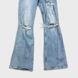 Levi's 70s Style High Flare Jeans Womens Size 26 Blue Light Wash Distressed Denim Pants