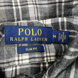 Polo Ralph Lauren Plaid Shirt Mens Medium Gray Button Up Slim Fit Long Sleeve