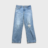 Levi's Ribcage Straight Jean Womens 32x27 Blue Distressed High Rise Light Wash Denim Pants