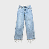 Levi's Ribcage Straight Jeans Womens 28x27 Blue High Rise Light Wash Distressed Denim Pants