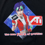 Vintage Y2K ATI Radeon Graphics T Shirt Mens Medium Black Promo Distressed Tee