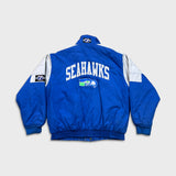 Vintage 90s Logo 7 Seattle Seahawks Jacket Mens Large Blue NFL Football Bomber