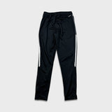 Adidas Track Pants Mens Medium Black 3 Stripe Spell Out Training Athletic Jogger