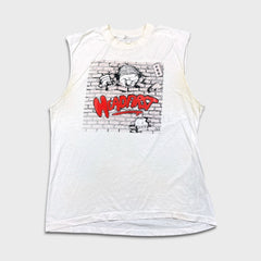 Vintage 80s URIAH HEEP Head First Sleeveless Mens Medium White Rock Promo Band Tank Top