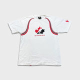 Vintage Y2K Team Canada Hockey T Shirt Mens Large White Bulletin Sleeve Flag Tee