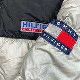 Vintage 90s Tommy Hilfiger Jacket Mens Medium Gray Athletic Gear 3M Puffer Down Coat