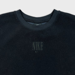 Nike Sportswear Fleece Mens Small Black Center Swoosh Pullover Jacket