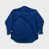 Vintage 90s Chaps Ralph Lauren Denim Shirt Mens Large Blue Medium Wash Western Button Up