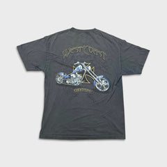 Vintage Y2K West Coast Choppers T Shirt Mens Large Gray Faded Jesse James Chopper Tee