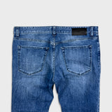 HUGO BOSS Jeans Mens 36x30 Blue Slim Straight Fit Stretch Medium Wash Denim Pants