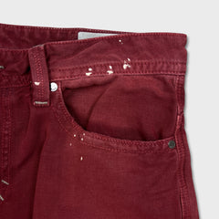 Diesel Jeans Mens 31x34 Red Thavar Regular Slim Skinny Paint Faded Denim Pants