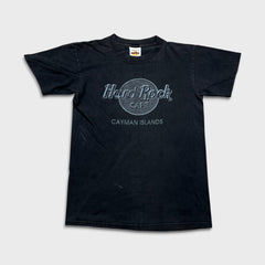 Vintage 90s Hard Rock Cafe T Shirt Mens Small Black Cayman Islands Faded Tee