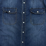 Levi's Signature Denim Shirt Mens Large Blue Dark Wash Casual Western Pearl Snap