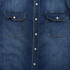 Levi's Signature Denim Shirt Mens Large Blue Dark Wash Casual Western Pearl Snap