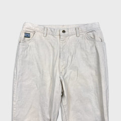 Vintage 90s Wrangler Mom Jeans Womens 34x32 White USA High Waist Taper Leg Denim