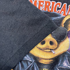 Vintage 1991 Harley Davidson Great American Hog T Shirt Mens Medium Black 3D Emblem USA
