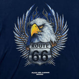 Vintage Y2K Route 66 Eagle T Shirt Mens Medium Blue Biker Playa Del Carmen Tee