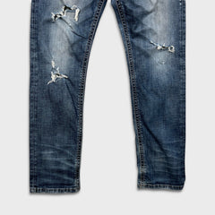 Silver Jeans Co. Eddie Mens 30x32 Blue Relaxed Fit Slim Straight Distressed Denim Pants