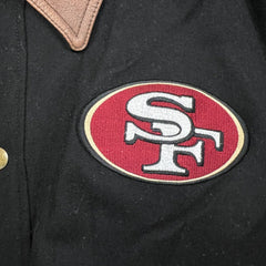 Vintage 90s Pro Line Starter San Francisco 49ers Leather Jacket Mens XL Black NFL Football Letterman Varsity