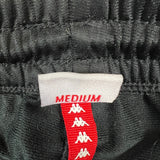 Kappa Track Pants Mens Medium Black Side Tape Athletic Taper Leg Gym Jogger