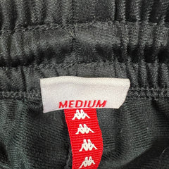 Kappa Track Pants Mens Medium Black Side Tape Athletic Taper Leg Gym Jogger