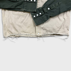 Vintage Carhartt Jean Jacket Womens Small Beige Workwear Thrashed Cropped Button Up