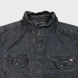 Dickies Denim Shirt Mens 2XL Black Dark Wash Casual Western Button Up