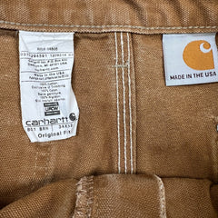 Vintage 90s Carhartt Pants Mens 34x32 Beige Original Fit Double Knee Distressed USA