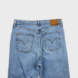 Levi's Ribcage Straight Jean Womens 32x27 Blue Distressed High Rise Light Wash Denim Pants