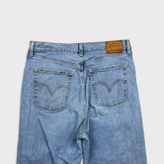 Levi's Ribcage Straight Jean Womens 32x27 Blue Distressed High Rise Light Wash Denim Pants