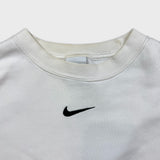 Nike Sportswear Sweatshirt Womens Small White Center Swoosh Crop Pullover Crewneck