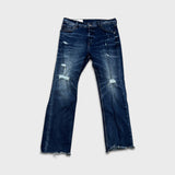 Diesel Jeans Mens 35x30 Blue Thavar Regular Slim Skinny Distressed Frayed Denim Pants