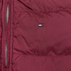 Tommy Hilfiger Jacket Mens Medium Red Reversible Down Puffer Heavy Coat