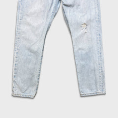Levi's 501 S Jeans Womens 31x28 Blue Skinny Taper Leg Light Wash Distress Denim Pants