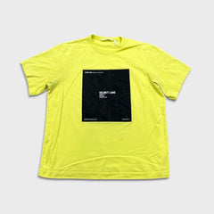 Helmut Lang T Shirt Mens XL Yellow Sample Press Only Box Logo Graphic Tee